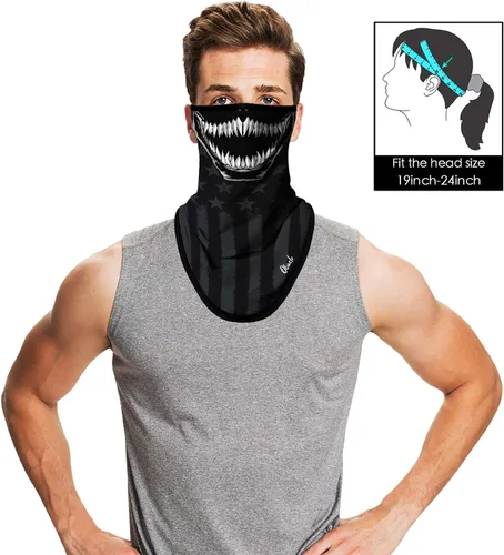 Vista 2 de Obacle - Cubrebocas con cobertura hasta el cuello, con bucles para las orejas, para hombres y mujeres