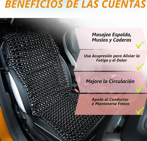 Vista 4 de ZONETECH Funda para Asiento con Cuentas de Madera y Diseño Encordado en Negro - Cojín Masajeador para Conductor de Vehículo de Calidad Superior