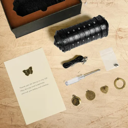 Vista 4 de CoEjokno Da Vinci Code Numeric Cryptex Caja de Rompecabezas de Dinero para Regalo en Efectivo, Caja de Joyería con Compartimento Oculto, Regalo