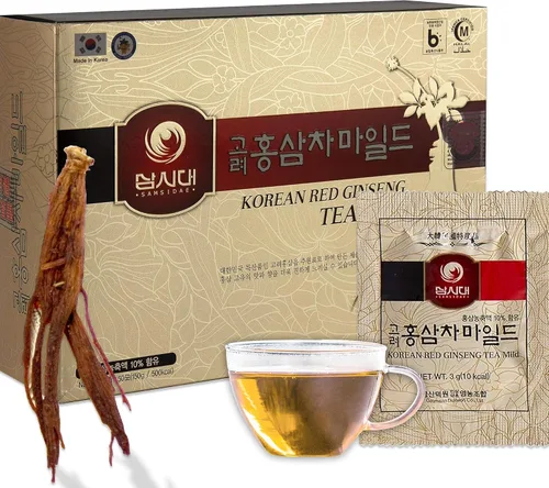 Vista 8 de SAMSIDAE Panax Ginseng rojo coreano con té de jengibre, caja de 50 bolsas, apoya la circulación, la energía, la inmunidad y la digestión, sabor suave