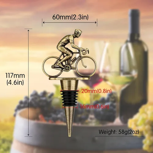 Vista 7 de LKKCHER Tapón de Botella de Vino en Forma de Bicicleta, Lindos Regalos de Vino para Hombres Mujeres, Regalos Vintage de Bicicleta y Ciclismo
