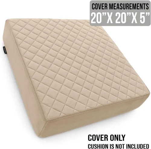 Vista 2 de Funda de repuesto para cojín de asiento cuadrado de 20 x 20 x 5 pulgadas para sillones reclinables y sillones, tela aterciopelada suave
