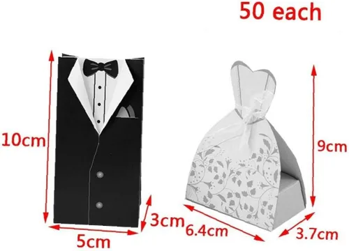 Vista 2 de 100 bolsas de regalo de boda para novios, suministros de fiesta