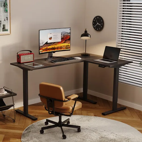 Vista 2 de SANODESK Marco de Escritorio Eléctrico Ajustable en Altura con Forma de L de 3 Patas, Soporte hasta 99.8kg, Marco Ergonómico de Escritorio de Pie