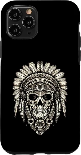 Vista 27 de iPhone 16 Skull, sombrero jefe nativo, capó de guerra, indios, caso del tocado