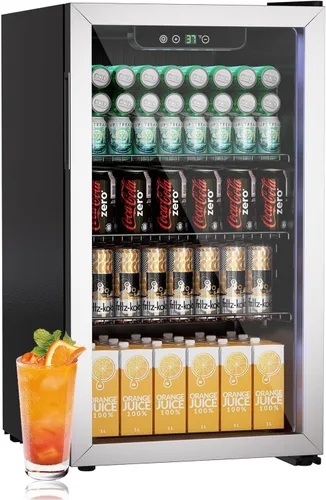 Vista 15 de Erivess Refrigerador de bebidas de 24 latas/20L y mini refrigerador para el cuidado de la piel con puerta frontal con espejo y control