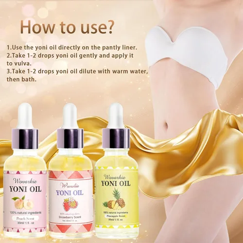 Vista 3 de Wovarkie Aceite Yoni para mujer, equilibrio de pH, desodorante femenino, humectante vaginal, cuidado femenino, aceite de Yoni totalmente natural