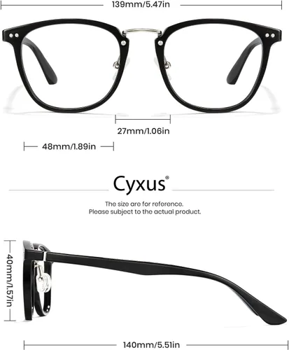 Vista 6 de Cyxus TR90 - Gafas cuadradas para hombre, marco transparente, con bloqueo de luz azul, lentes de computadora ultraligeras