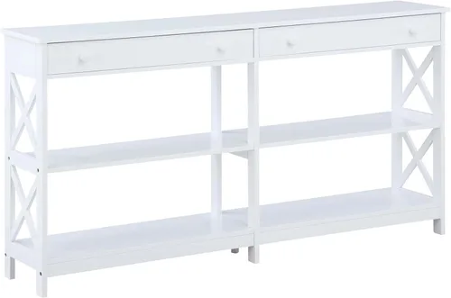 Vista 9 de Convenience Concepts Oxford - Mesa consola de 2 cajones con estantes, 60 pulgadas, color negro