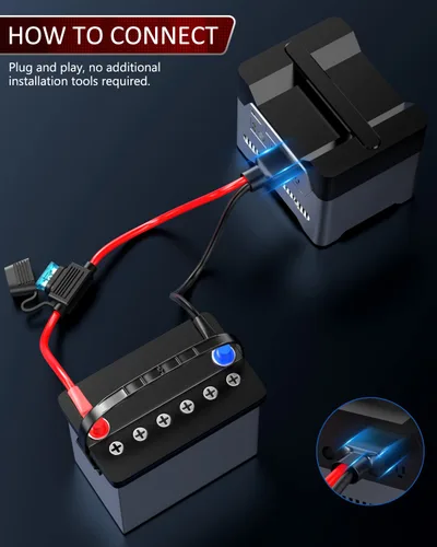 Vista 6 de ELECTOP Conector de 45 A a terminal de anillo tórico, compatible con adaptador de puerto de anuncios, cable conector de batería de 10 AWG