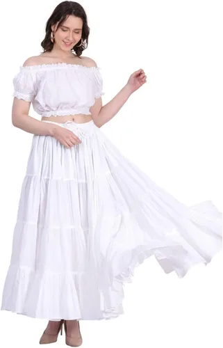 Vista 7 de Wevez Falda gitana 25 yardas color liso de algodón para mujer