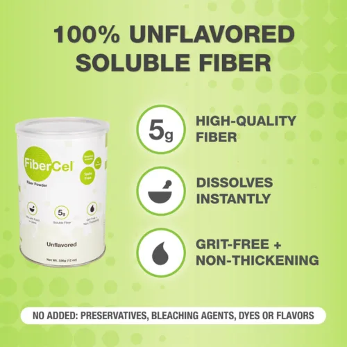 Vista 3 de FiberCel Fibra en polvo, sin sabor, lata de 12 oz