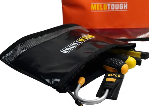 Vista 7 de MELOTOUGH material impermeable 12 pulgadas bolsa de herramientas con cremallera 2 unidades, bolsa de herramientas multiusos para herramientas