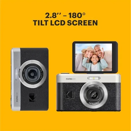 Vista 5 de Kodak PIXPRO C1 - Cámara digital compacta (negro) con tarjeta microSDHC de 32 GB, funda protectora para cámara, lector de tarjetas USB de alta