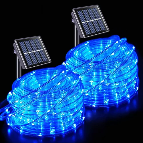 Vista 27 de JMEXSUSS 2 * 200 luces LED rosas solares tipo cuerda, 66 pies IP65 impermeables, luces solares de cadena para exteriores, 8 modos de luces navideñas