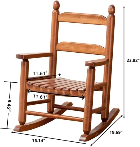 Vista 3 de Mecedora para niños, mecedora de madera para bebés pequeños, muebles cómodos para exteriores e interiores, sala de lectura, dormitorio, sala