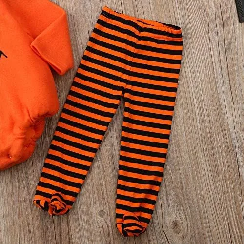 Vista 6 de Disfraz de calabaza de Halloween para bebé recién nacido lindo mameluco con capucha