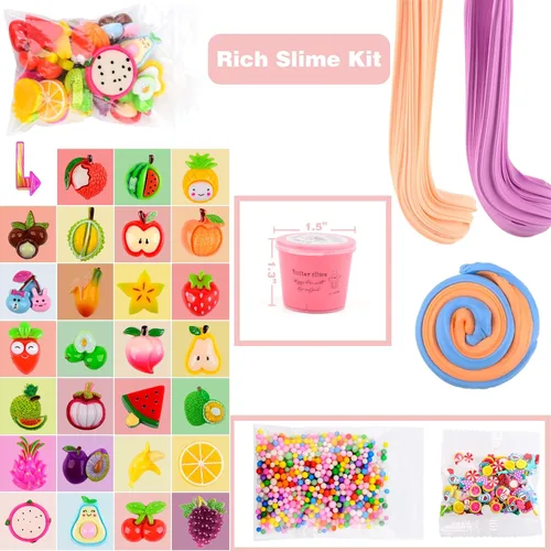 Vista 2 de Kit de slime con paquete de 54, mini slime de mantequilla navideño, no pegajoso y súper suave, para niñas de 10-12 años, favores de fiesta de slime