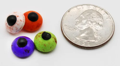 Vista 3 de Bolsa de media libra, surtido de mini bolas de caramelo sangrientas para proyectos escolares, 8 onzas, ojos de caramelo duros comestibles