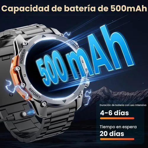 Vista 6 de Hwagol Relojes inteligentes para hombre (llamada/notificación), reloj inteligente militar de 1.52 pulgadas, dos kits de estilos, linterna, más