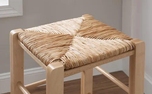 Vista 6 de Linon Asiento de hierba marina tejida natural, juego de 2 taburetes Augustus sin espalda, altura de barra