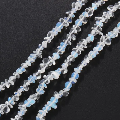 Vista 4 de Bocar Collar largo de cristal con cuentas de piedra de grava multicapa, joyería hecha a mano para mujeres y niñas