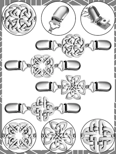 Vista 3 de Jetec 4 Pieces Vintage Sweater Shawl Clips Retro Cardigan Collar Dress Shirt Brooch Clips for Women Wearing, 4 Styles