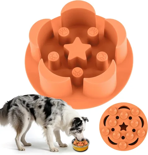 Vista 9 de Slow Feeder Dog Bowls Insert 3.5" ×1.3" Silicone Slow Feeder Insert, Black Balck