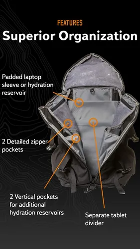 Vista 4 de Mystery Ranch Mochila de 2 días - Mochila táctica Molle Senderismo, 27L, Negro