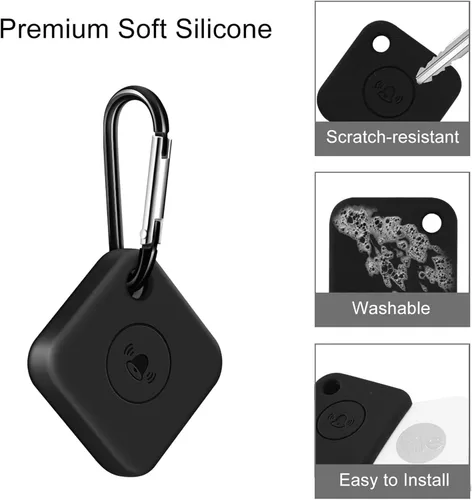 Vista 4 de SaharaCase - Funda de silicona para Tile Mate con clip de mosquetón [parachoques a prueba de golpes] agarre antideslizante, color negro