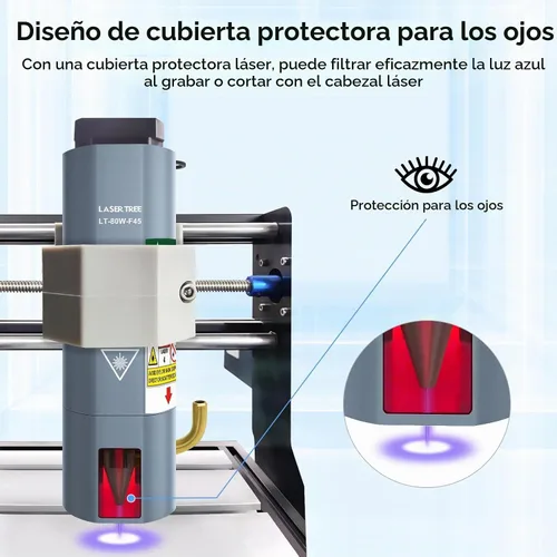 Vista 8 de Módulo láser LASER TREE, módulo de grabado láser de 10W (10000mW) de salida de potencia óptica con asistencia de aire, FAC incorporado, cabezal