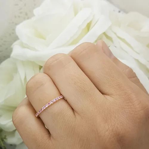 Vista 2 de Dazzlingrock Collection Round Gemstone or Diamond Elegant Wedding Band for Women in Gold