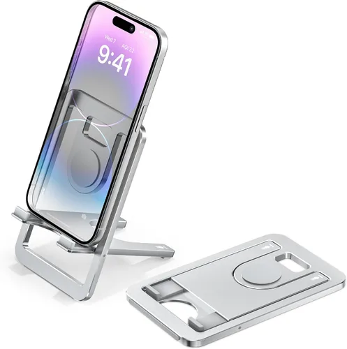 Vista 9 de Itramax Soporte de teléfono para escritorio plegable Soporte de teléfono ajustable Soporte de grabación portátil de mesa para iPhone 17 16 15 Pro