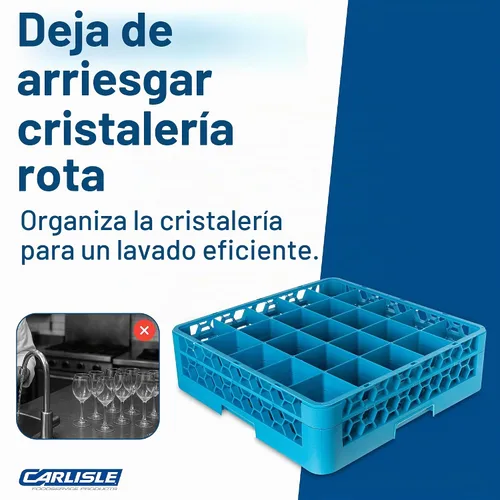 Vista 6 de Carlisle FoodService Products Opticlean - Estante de vidrio con 25 compartimentos con 1 extensor, azul, 5.56 pulgadas