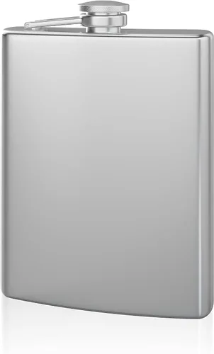 Vista 19 de Petaca de 4 oz Tamaño de Bolsillo, Acero Inoxidable, A Prueba de Óxido, Tapa Enroscable - Acabado Gris Metálico