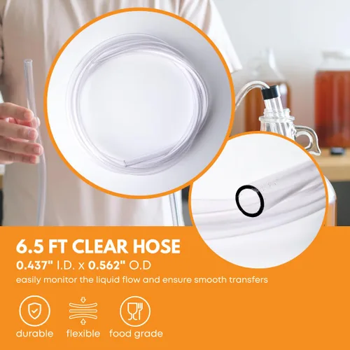 Vista 4 de FastRack Abrazadera automática de llenado por gravedad de 1/2 pulgada con kit de sifoneo de manguera de 6.5 pies con plástico libre de BPA de grado