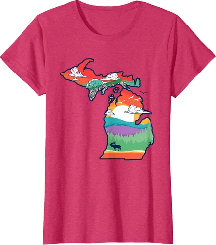 Vista 8 de Michigan Outside - Camiseta con ilustración artística