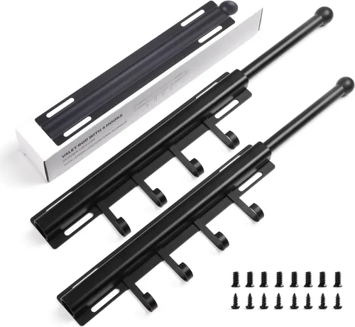 Vista 20 de BaiNong Barra de valet de 12 pulgadas para armarios Barra de valet extraíble para armario Deslizante en negro Barra de colgar extraíble para ropa