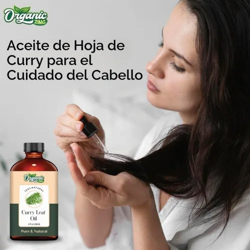 Vista 5 de Organic Zing Aceite de hoja de curry de grado cosmético (4.0 fl oz / 3.99 fl oz) con cuentagotas – Aceite botánico para el cuidado de la piel