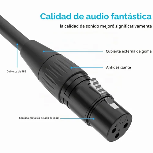 Vista 2 de Cable de micrófono XLR de alta calidad de 5 pies hembra a hembra, paquete de 2