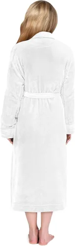 Vista 5 de NY Threads - Bata de baño de vellón para mujer con cuello tipo chal, bata larga y suave
