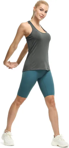 Vista 6 de Icyzone Camiseta deportiva con espalda cruzada, sin mangas, para mujer, paquete de 3