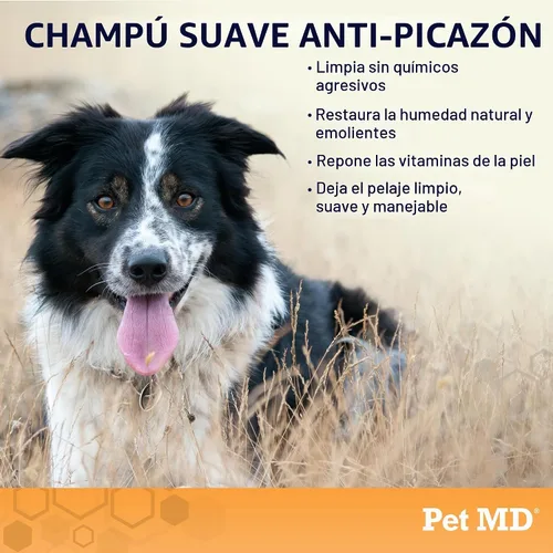 Vista 2 de Pet MD Champú de avena y aloe para perros y gatos - Soporte para la picazón en la piel - 16oz