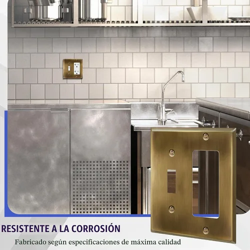 Vista 4 de ENERLITES - Placa de pared combinada para interruptor de palanca y enchufe decorativo, cubierta de acero inoxidable 201, resistente a la corrosión