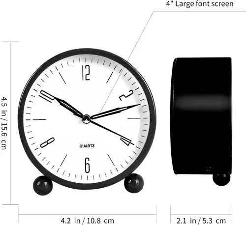 Vista 3 de pxy Lindo y seguro reloj despertador para niños alimentado por batería (batería incluida), reloj despertador analógico súper silencioso analógico
