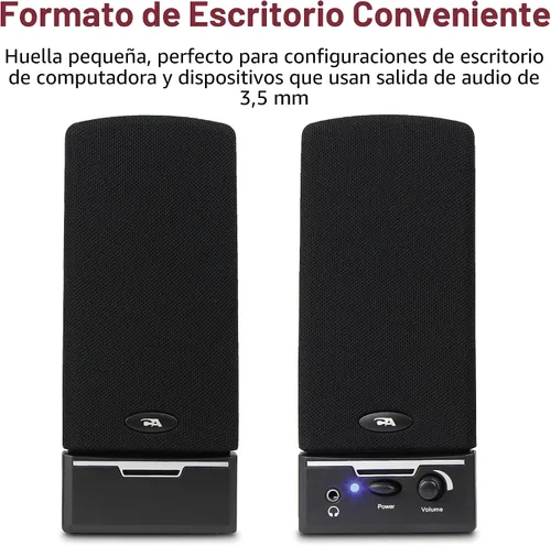 Vista 2 de Cyber Acoustics CA-2014 altavoces de computadora, sonido estéreo completo, controles convenientes, configuración fácil
