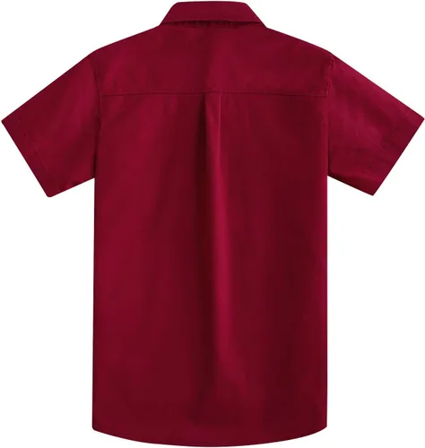 Vista 2 de Spring&Gege Camisas de vestir de manga corta para niños Uniforme formal tejido sólido