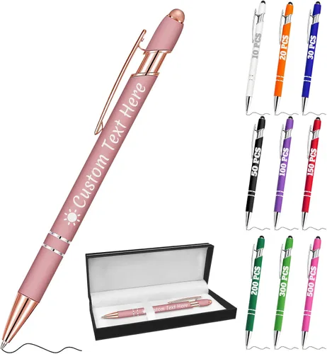 Vista 108 de Bolígrafos personalizados a granel 10 con nombre, grabados con punta de lápiz, bolígrafos de bola personalizados de escritura suave, regalos