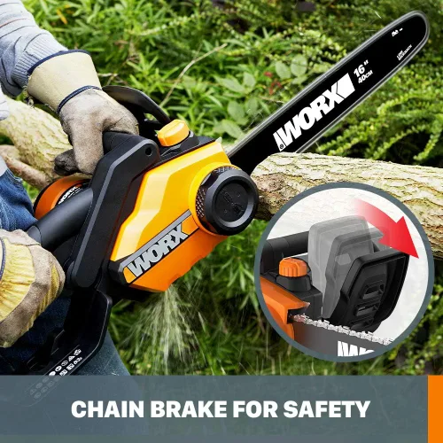 Vista 3 de WORX WG303.1 Motosierra eléctrica con auto-tensión, freno de cadena y lubricación automática 16 pulgadas 14.5 Amp