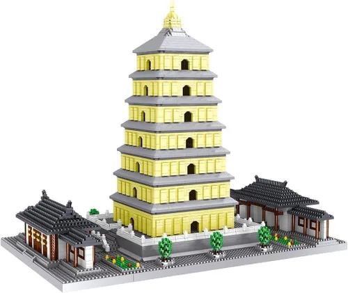 Vista 3 de JOMIOD Chinese Architecture - Juego de bloques de construcción de 4925 piezas de bloques de construcción de pagoda de ganso salvaje, arquitectura